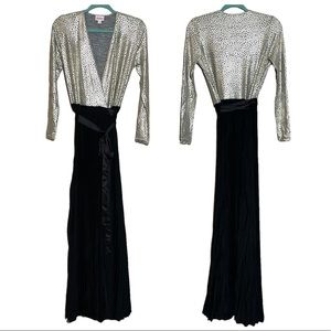 NWT LuLaRoe DeAnne Elegant  Dress XS Maxi Wrap Metallic Black Skirt